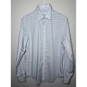 Calvin Klein Men's Medium Wrinkle Free Slim Fit Plaid Dress Shirt